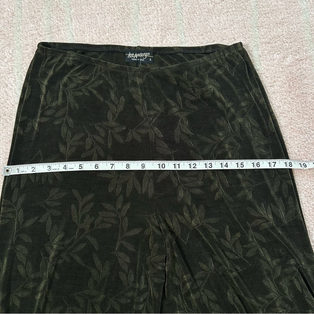 NWT Lee Anderson Wide Leg Ruched Pants Green Leaf Pattern Size Small Vacation - Picture 6 of 10